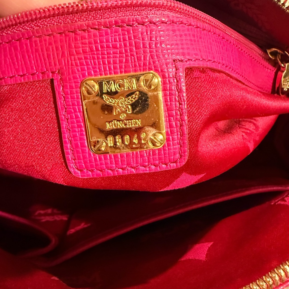 MCM Hot Pink Leather Dome Satchel with Matching Wallet - Picture 13 of 16
